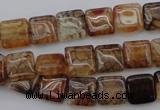 CAG1471 15.5 inches 10*10mm square dragon veins agate beads