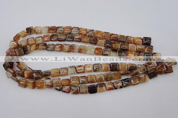 CAG1471 15.5 inches 10*10mm square dragon veins agate beads