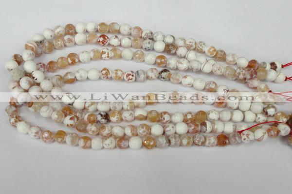 CAG1511 15.5 inches 8mm faceted round fire crackle agate beads