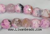 CAG1521 15.5 inches 10mm faceted round fire crackle agate beads