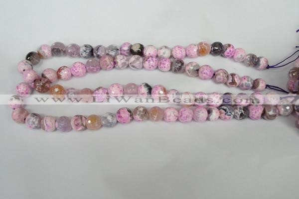 CAG1521 15.5 inches 10mm faceted round fire crackle agate beads