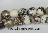 CAG1522 15.5 inches 10mm faceted round fire crackle agate beads