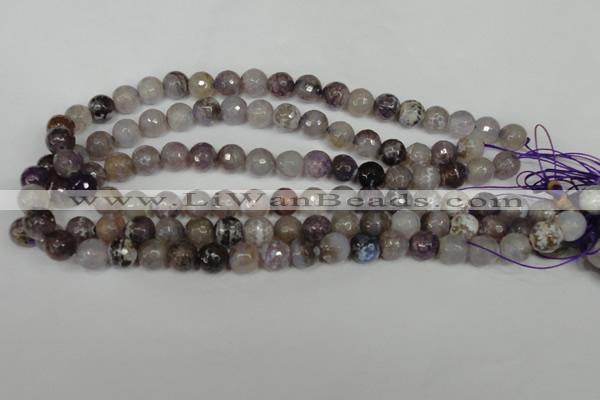 CAG1526 15.5 inches 10mm faceted round fire crackle agate beads