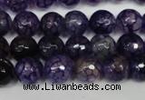 CAG1529 15.5 inches 10mm faceted round fire crackle agate beads