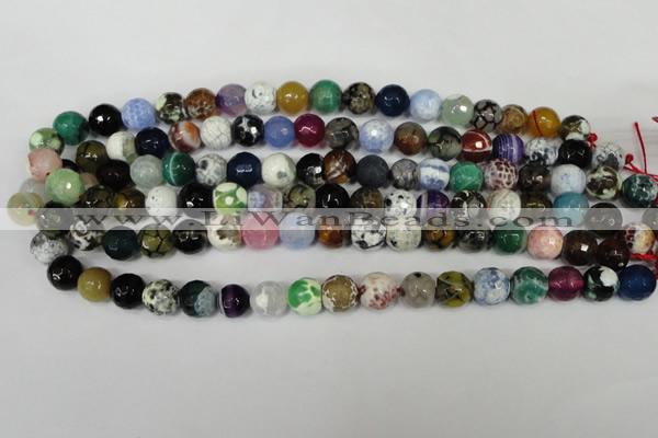 CAG1531 15.5 inches 10mm faceted round fire crackle agate beads