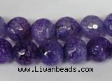 CAG1537 15.5 inches 12mm faceted round fire crackle agate beads