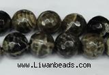 CAG1540 15.5 inches 12mm faceted round fire crackle agate beads