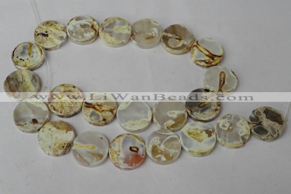 CAG1570 15.5 inches 18mm coin fire crackle agate beads wholesale