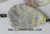 CAG1572 15.5 inches 30*45mm flat teardrop fire crackle agate beads