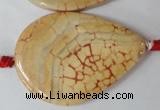 CAG1585 15.5 inches 30*45mm flat teardrop fire crackle agate beads