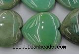 CAG1612 15.5 inches 30*30mm heart green grass agate beads