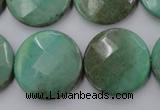 CAG1615 15.5 inches 25mm faceted coin green grass agate beads