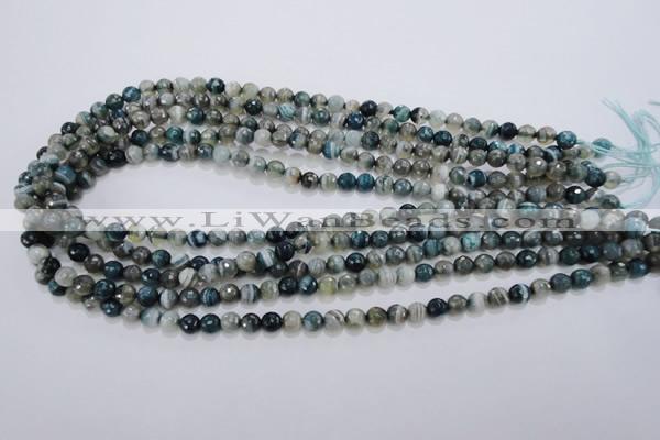 CAG1635 15.5 inches 6mm faceted round blue agate gemstone beads