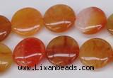 CAG1649 15.5 inches 18mm flat round red agate gemstone beads