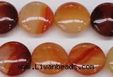 CAG1650 15.5 inches 20mm flat round red agate gemstone beads