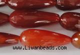 CAG1667 15.5 inches 10*30mm faceted teardrop red agate gemstone beads