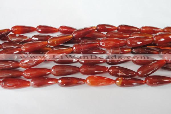 CAG1667 15.5 inches 10*30mm faceted teardrop red agate gemstone beads