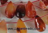 CAG1669 Top-drilled 13*18mm faceted teardrop red agate gemstone beads