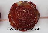 CAG1682 15.5 inches 38mm carved flower red agate gemstone beads