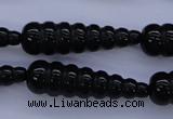 CAG1697 15.5 inches 10*35mm carved teardrop black agate beads