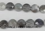 CAG1762 15.5 inches 10mm faceted coin Chinese botswana agate beads