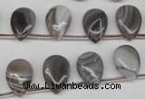 CAG1769 Top-drilled 10*14mm flat teardrop Chinese botswana agate beads