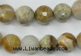 CAG1834 15.5 inches 12mm faceted round bamboo leaf agate beads