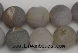 CAG1841 15.5 inches 16mm round matte druzy agate beads whholesale