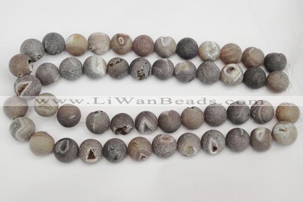 CAG1845 15.5 inches 16mm round matte druzy agate beads whholesale