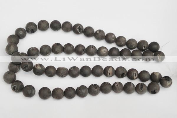 CAG1848 15.5 inches 14mm round matte druzy agate beads whholesale