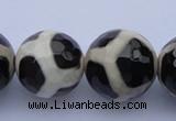 CAG1874 15.5 inches 14mm faceted round tibetan agate beads wholesale