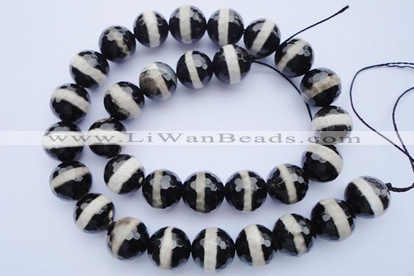 CAG1878 15.5 inches 6mm faceted round tibetan agate beads wholesale