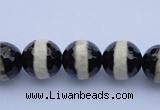 CAG1879 15.5 inches 8mm faceted round tibetan agate beads wholesale