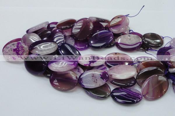 CAG202 15.5 inches 25*35mm oval purple agate gemstone beads