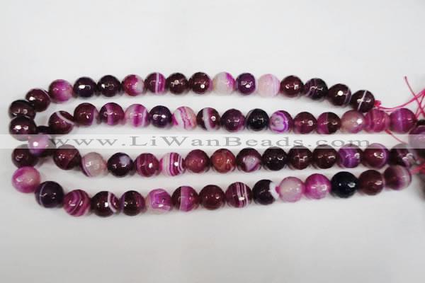 CAG2087 15.5 inches 10mm faceted round fuchsia line agate beads