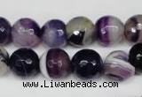 CAG2097 15.5 inches 12mm faceted round purple line agate beads