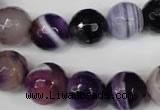 CAG2098 15.5 inches 14mm faceted round purple line agate beads