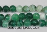 CAG2113 15.5 inches 8mm faceted round green line agate beads