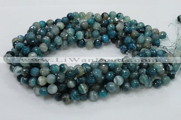 CAG215 15.5 inches 10mm faceted round blue agate gemstone beads