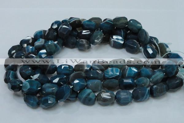 CAG217 15.5 inches 15*20mm faceted nugget blue agate gemstone beads