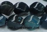 CAG220 15.5 inches 13*18mm twisted blue agate gemstone beads