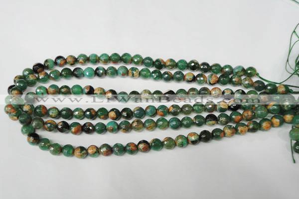 CAG2222 15.5 inches 8mm faceted round fire crackle agate beads