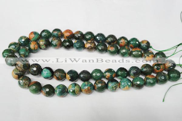 CAG2225 15.5 inches 14mm faceted round fire crackle agate beads