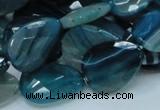 CAG223 15.5 inches 15*20mm faceted briolette blue agate beads