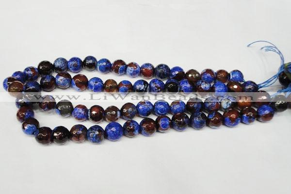 CAG2234 15.5 inches 12mm faceted round fire crackle agate beads