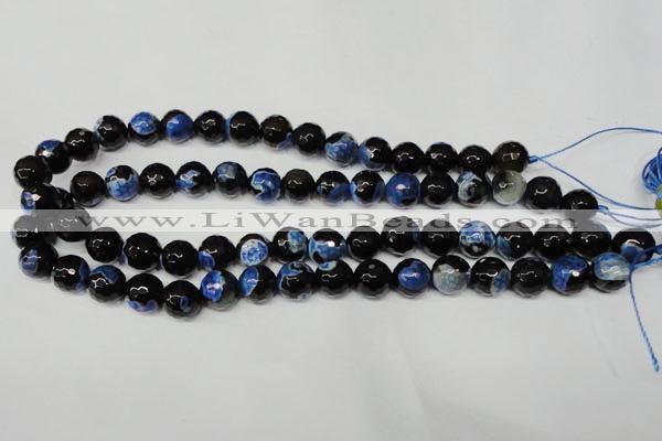 CAG2274 15.5 inches 12mm faceted round fire crackle agate beads