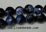 CAG2276 15.5 inches 16mm faceted round fire crackle agate beads