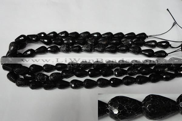 CAG2296 15.5 inches 10*14mm faceted teardrop fire crackle agate beads