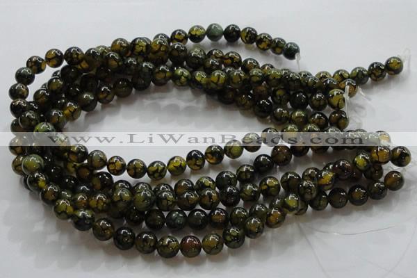 CAG235 15.5 inches 10mm round dragon veins agate gemstone beads