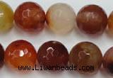 CAG2386 15.5 inches 16mm faceted round red agate beads wholesale